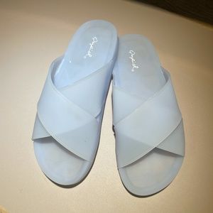 QUPID Criss Cross Women’s Jelly Sandals in Baby Blue